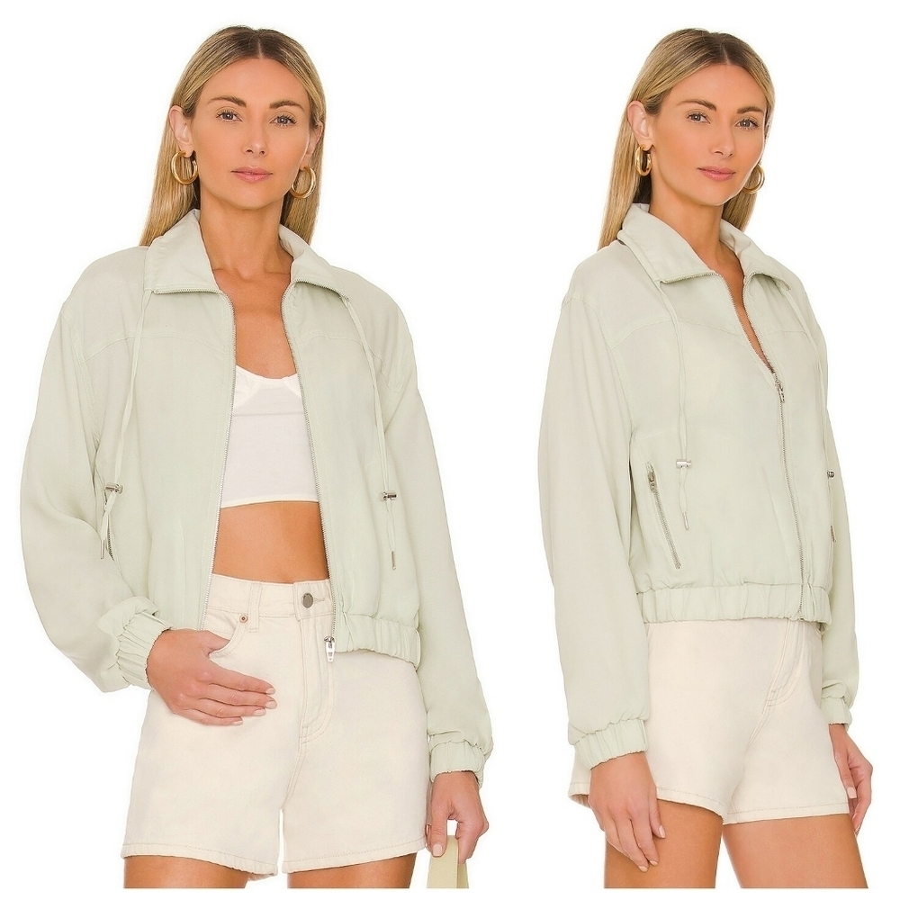Blank NYC Mint Full Zip Linen Blend Cropped Jacket